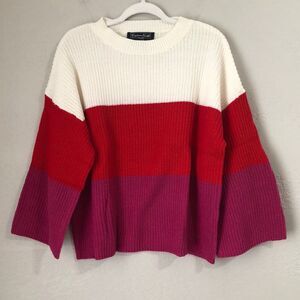 Brittany Humble Size L Color Blok Chunky Knit Boxy Sweater